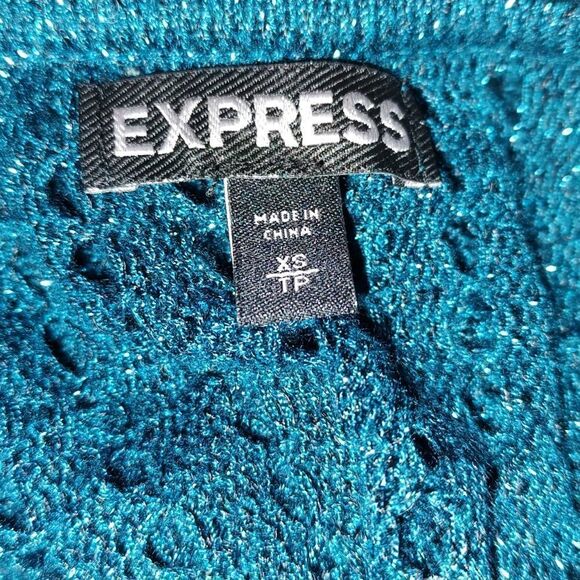 Express metallic  tuquoise sweater  Sz XS - Picture 3 of 3